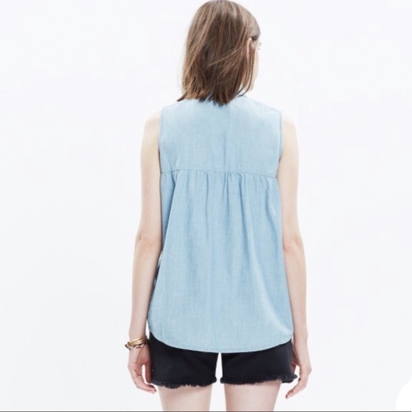 📌 Madewell Chambray Sleeveless Shirt - Picture 7 of 7